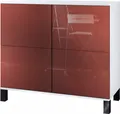 Produktbild: Vladon Kommode Rova V3, Moderner Küchenschrank mit 4 Push-to-Open Türen Weiß matt / Bordeaux Hochglanz (92,5 x 84.5 x 35)