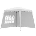 Produktbild: Outsunny Faltpavillon 2,4 x 2,4m Pavillon mit Seitenwand höhenverstellbar Partyzelt mit UV-Schutz, Faltzelt mit Tragetasche für Garten, Balkon, Oxford, Stahl, Weiß
