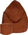 Produktbild: Dreamroots Bean Bag 80x80x120cm Sitzsack mit Lehne und Hocker und Bezug Sitzkissen Boden Chill Sack Bubibag Sitzsack Indian tan