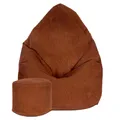 Produktbild: DreamRoots Sitzsack Cord Erwachsener Sitzsäcke Jugendlicher Teenager 80x80x120cm - Sitzsack mit Füllung, Hocker, Lehne und Bezug - Bean Bag Chair - Sitzkissen Boden