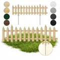 Produktbild: Floranica Zierzaun Vorgartenzaun Steckzaun Gartenzaun Zierzaun Lattenzaun Friesenzaun, (40 x 100 cm, 1-St., Unbehandelt), Blummen Beeten Zaun aus Holz mit Metalpfosten, Beetabgrenzung beige 100 cm x 40 cm