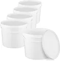 Produktbild: BenBow Eimer mit Deckel 10l weiß 5X 10l - lebensmittelecht, stabil, luftdicht, auslaufsicher, geruchsneutral - Aufbewahrungsbehälter aus Kunststoff, mit Henkel - lee