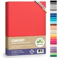 Produktbild: leevitex® Spannbettlaken JS_rot_140er, Gummizug: rundum, schwer und dick, 100% Jersey-Baumwolle, auch Boxspringbett geeignet rot 140 - 160 cm x 200 - 220 cm