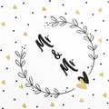 Produktbild: 20 Servietten Mr & Mr  Hochzeit Herz Kranz Punkte schwarz gold Tischdeko 33x33cm