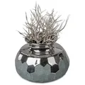 Produktbild: formano Dekovase Vase Tischvase rund in Petrol / Silber in 2 Formen wählbar, aus Keramik blau 20 cm x 15 cm