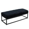 Produktbild: Wohnling Sitzbank Samt Schwarz 108x40x40 cm Flur Polsterbank mit Metallgestell, Design Bettbank Schlafzimmer Gesteppt, Flurbank Garderobenbank Modern