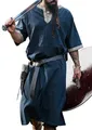 Produktbild: Leonardo Carbone® Kurzarm Tunika Richard - Mittelalter Kleidung Herren, Mittelalter Hemd, Freizeithemden Kurzarm, Karneval Kostüm Herren, Wikinger Tunika, LARP Kleidung - 100% Baumwolle Blau L