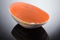 Produktbild: BASSANO ovale Schale Schüssel mit Streifen italienische Keramik 40x27 orange