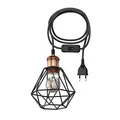 Produktbild: ledscom.de 3 m Textilkabel RETRA, Vintage, Stecker, Schalter, bronze, Käfig-Schirm + LED Lampe 370lm, extra-warmweiß