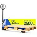 Produktbild: Pallit Hubwagen 2500 kg Palettenwagen 1150 mm Gabellänge PU Rollen Robuster Gabelhubwagen mit PU Polyurethan Rollen Handhubwagen aus Stahl, langlebig Palettenhubwagen SIX