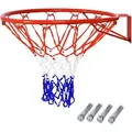 Produktbild: Costway - 45 cm Basketballring mit Netz, Basketball Korb aus Stahlrahmen und wetterfestes Nylonnetz, Basketballkorb für In- und Outdoor