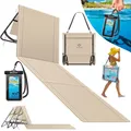 Produktbild: KESSER® Klappbare Strandmatte mit Verstellbarer Rückenlehne – Faltbare Strandliege mit Tragegurt, wasserdichter Tasche & Aufbewahrung – Sonnenliege für Strand, Garten & Terrasse 130 kg belastbar