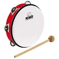 Produktbild: Nino Percussion Headed Tambourine Instrument - Musikinstrument für Kinder ab 5 Jahren - Durchmesser 8 Zoll - Kunststoff, Rot (NINO51R)