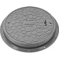 Produktbild: Schachtdeckel DN600 Kunststoff + Rahmen Ø 800 mm und Verriegelung – A15 belastbar bis 1,5 T,Farbe:grau
