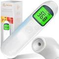 Produktbild: Retoo Fieberthermometer Stirnthermometer Digitales Thermometer Infrarot für Babys und Erwachsene Temperaturmessgerät Hygienisch LCD Anzeige 32 Speicherabruf Weiß