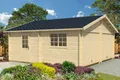 Produktbild: Garage Holz 44mm FALKLAND MIT SCHWINGTORE 595x595cm mit Einzeltür und Fenster