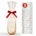 Produktbild: Lomatek Stollenbeutel 10 Stück – 20x7x34 cm – PP Gebäcktüten & Stollentüten mit Sternenmotiv – lebensmittelechte Weihnachtsbeutel für Stollen, Gebäck & Kekse