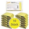 Produktbild: Tiga-Med 10x Rettungsdecke | 10 Stück | für Erste Hilfe, Auto, Notfall, Camping, Survial, Deko | Gold/Silber | 210x160cm | Rettungsfolie CE