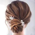 Produktbild: Braut Hochzeit Blume Haarnadeln Silber Braut Haarspangen Perle Floral Kopfsch...