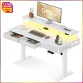 Produktbild: Höhenverstellbarer Schreibtisch 120cm Weiß mit Monitorständer und Schubladen