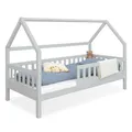 Produktbild: Ehrenkind® Hausbett Lille | Kinderbett mit abnehmbaren Rausfallschutz aus Massivholz FSC® zertifziert | Hausbett 90x200 | Kinderbett 90x200 Grau