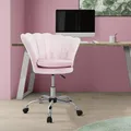 Produktbild: ML-Design Bürostuhl Hellrosa, Samt, Schminktisch Stuhl mit Muschel-Rückenlehne, Drehstuhl mit Rollen, Schreibtischstuhl höhenverstellbar, Polstersessel für Schlafzimmer, Homeoffice Stuhl ergonomisch