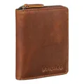 Produktbild: STILORD 'Giannis' Mini Leder Portemonnaie Herren RFID Brieftasche Hochformat Geldbörse Klein mit Reißverschluss Vintage Wallet aus echtem Leder, Farbe:Kara - Cognac