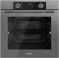 Produktbild: Wiggo Einbau-Backofen WO-BFA610 I Heißluftofen Energieklasse A I Konvektionsofen I Moderner Einbauofen mit 10 Funktionen u.a. Ober- & Unterhitze, Heißluft, Grillen, Auftauen, Airfryer (Grau)