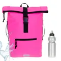 Produktbild: Elephant Rucksack Herren Plane Time Bag Kurierrucksack Roll-Top Fahrradrucksack Sport Fitness Damen 23 Liter A4 12821 + Flasche (12825 Neon Pink Magenta)