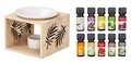Produktbild: levandeo Duftlampe inkl. 10 Duftöle Holz Bambus Natur Weiß Keramik Palmenblatt Blatt Quadratisch Aromaspender Öllampe Aromalampe