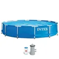 Produktbild: Intex 28212NP – Aufstellpool Metal Frame Rund, Filterpumpe 2006 L/h, 6503 L, Stahl und PVC, Blau, 366x76 cm