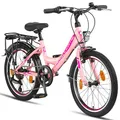 Produktbild: Licorne Bike Stella Premium City Bike 20 Zoll 6 Gang Fahrrad für Mädchen Herren und Damen 21 Gang Holland Citybike (Rosa 20 Zoll)…