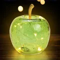 Produktbild: LED Bruch Glas Apfel 11 cm - grün - Deko Frucht Tisch Leuchte Batterie Timer