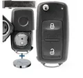 Produktbild: mt-key Auto Klapp Schlüssel 2 Tasten + 1x HAA Rohling + 1x passende CR2032 Knopfzelle, CR2032 (3 V), für VW Amarok T5 T6 Funk Fernbedienung