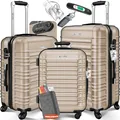 Produktbild: KESSER® 3tlg. Hartschalenkofferset Hartschalenkoffer Reisekoffer Set Reisekofferset Trolley Koffer Inkl. Kofferwaage + Gepäckanhänger Rollkoffer Schloss 4 Rollen ABS-Hartschale Teleskopgriff M-L-XL