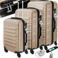 Produktbild: KESSER® 3tlg. Hartschalenkofferset Hartschalenkoffer Reisekoffer Set Reisekofferset Trolley Koffer Inkl. Kofferwaage + Gepäckanhänger Rollkoffer Schloss 4 Rollen ABS-Hartschale Teleskopgriff M-L-XL