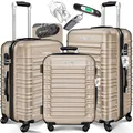 Produktbild: KESSER® 3tlg. Hartschalenkofferset Hartschalenkoffer Reisekoffer Set Reisekofferset Trolley Koffer 4 Rollen ABS-Hartschale Teleskopgriff Inkl. Kofferwaage + Gepäckanhänger Rollkoffer Schloss, M-L-XL
