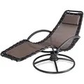 Produktbild: Sonnenliege Wetterfest Ergonomisch Freischwingend Outdoor Gartenliege Liegestuhl Schwingliege Mit Kissen Schwungliege Atmungsaktiv Mokka - Casaria