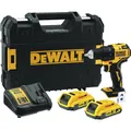 Produktbild: DEWALT18 Volt 2-Gang Akku-Bohrschrauber (bürstenloser Motor, Vollmetallgetriebe,15-stufiges Drehmomentmodul, 13 mm Schnellspann-Bohrfutter, 2x 2 Ah Li-Ion Akkus, Ladegerät, LED-Leuchte), DCD708D2T-QW