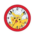 Produktbild: Accutime POK3159 Kinder Wanduhr Pikachu, Runde Analoguhr zum Lernen der Zeit, Dekoration für das Kinderzimmer, Batteriebetriebene Quarzuhr, Pokémon Uhr für Jungen und Mädchen, Kinderuhr Rot/Gelb