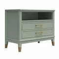 Produktbild: Westerleigh Nachttisch aus MDF Blassgrün, 76 x 40 x 61 cm, Nachtkommode mit Schublade, offenem Ablagefach und goldfarbenen Füßen für Schlafzimmer, Wohnzimmer und Home Office