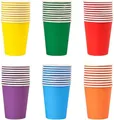 Produktbild: PIQIUQIU 6 Farbe 60 Stück Pappbecher, 250 ml Mehrfarbig Partybecher Biologisch Abbaubar Einwegbecher für Hochzeit, Kinder DIY, Partybedarf