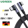 Produktbild: Winkelkabel USB-C / USB-C 100 W Quick Charge 4.0 PD FCP 1m Ugreen Ladekabel Grau