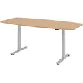 Produktbild: HAMMERBACHER Konferenztisch XDSM22 eiche Tonnenform, T-Fuß-Gestell silber, 220,0 x 103,0 x 62,0 - 127,0 cm