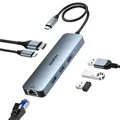 Produktbild: BENFEI 6-in-1 USB C HUB mit HDMI 4K@60Hz/ Gigabit Ethernet/100W PD Stromversorgung/3*USB A 5Gbps [Silikonkabel Aluminiumgehäuse] kompatibel mit iPhone 15 Pro/Max MacBook iPad Pro iMac S23 XPS17