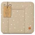 Produktbild: Wickelauflage Wickelunterlage abwaschbar und wasserdicht 85x72 cm - Wickelmatte zum Auflegen auf Wickeltisch Wickelaufsatz Wickelkommode oder Waschmaschine Oeko-Tex 85 x 72 Beige mit Weiß Sternen