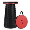 Produktbild: FIEMACH Tragbarer Klapphocker, Zweiten Generation Mini Teleskophocker Leichte Campinghocker für Outdoor Camping Angeln BBQ Drinnen Küche, Belastung 397 lb (Rot)