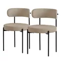 Produktbild: ML-Design Esszimmerstühle 2er Set Braun, Küchenstuhl aus Teddystoff, Wohnzimmerstuhl mit runde Rückenlehne, Polsterstühle mit schwarzem Stahlgestell, Loungesessel ergonomisch, Stühle für Wohnzimmer