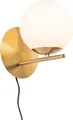 Produktbild: QAZQA - Design Art-Deco-Wandleuchte aus Gold I Messing und Opalglas - Flore I Wohnzimmer I Schlafzimmer - Stahl Kugel I Kugelförmig I Länglich - LED geeignet E14