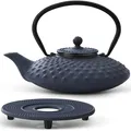Produktbild: Tee Set Gusseisen 0.8 L blau Asia Teekanne Gusskanne Kannen-Untersetzer Teesieb